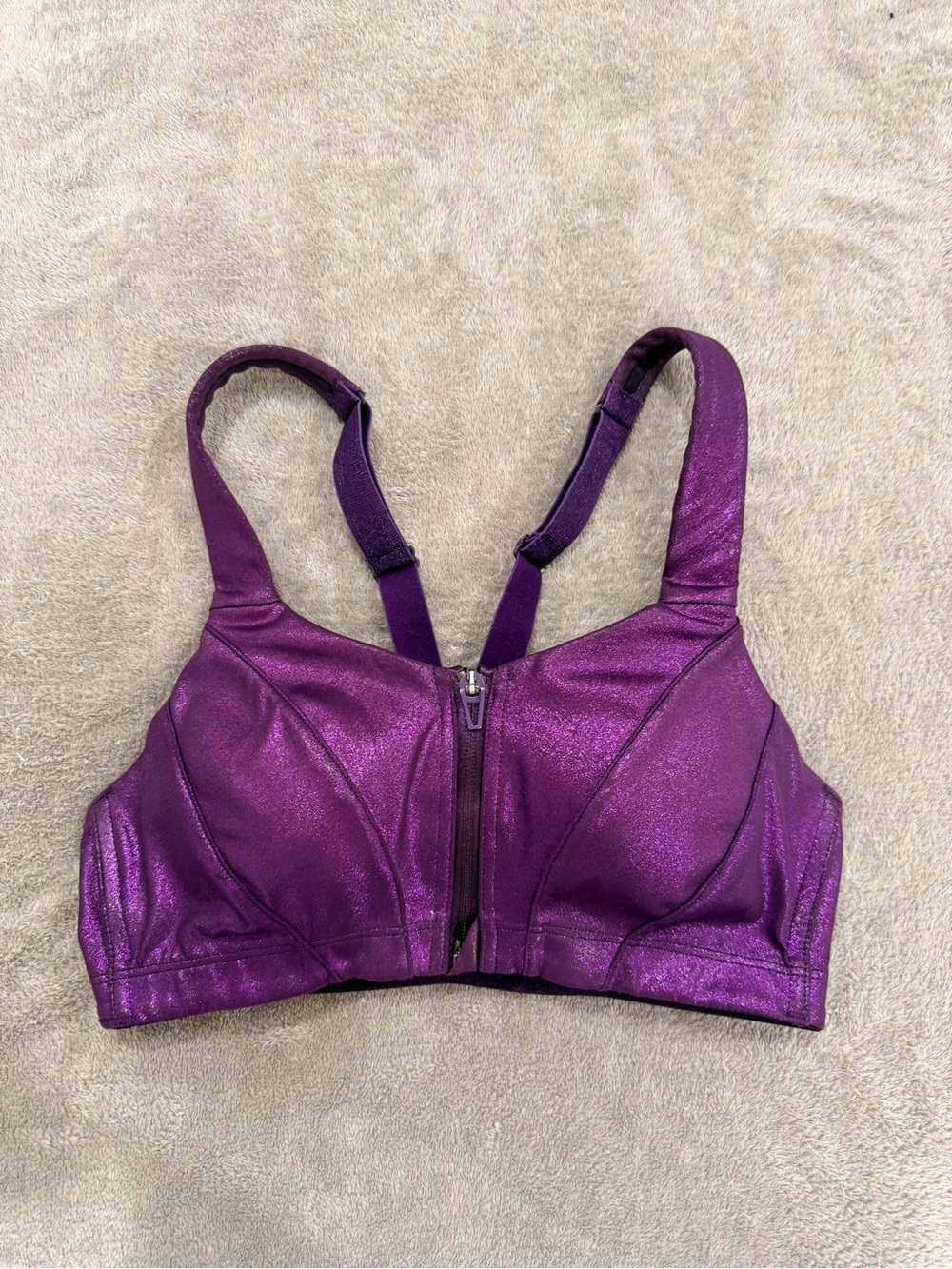 Victoria's Secret Shimmery Purple Front-Zip Sports Bra
